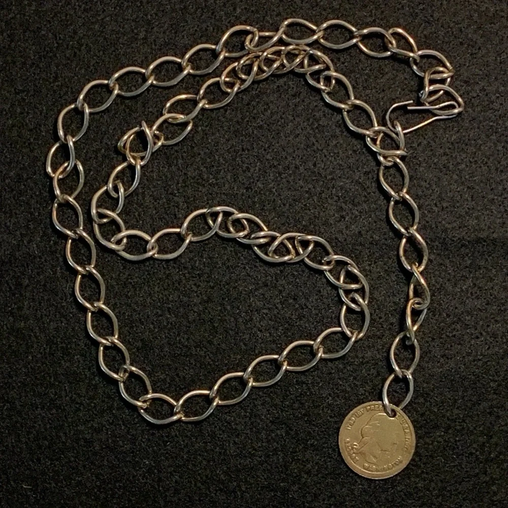 Vintage 90’s Y2K Gold Tone Adjustable Chain Waist Belt With Coin 37”